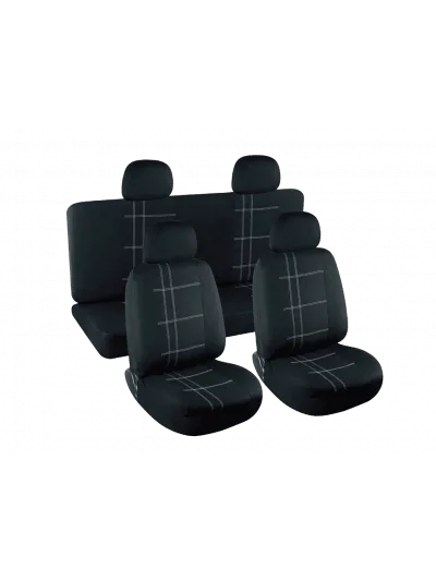 SET DE FUNDA DE ASIENTOS - NEGRO LINEAS GRIS - 9 PIEZAS
