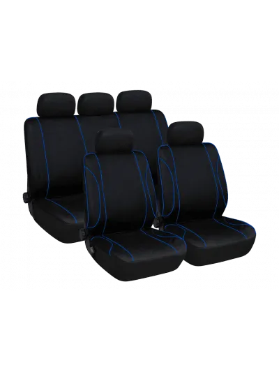 SET DE FUNDA DE ASIENTOS - NEGRO LINEAS AZUL - 9 PIEZAS
